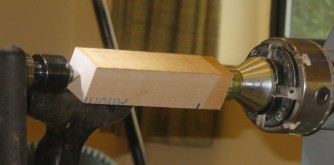 The first project.  A finial turned using 'rule of thirds' based on the height<br> of the pot